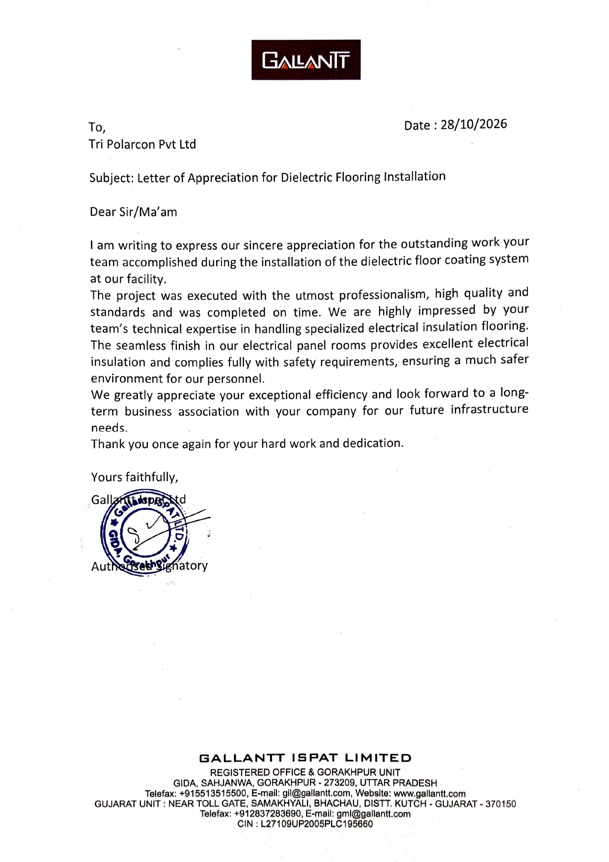 Appreciation Letter ab244